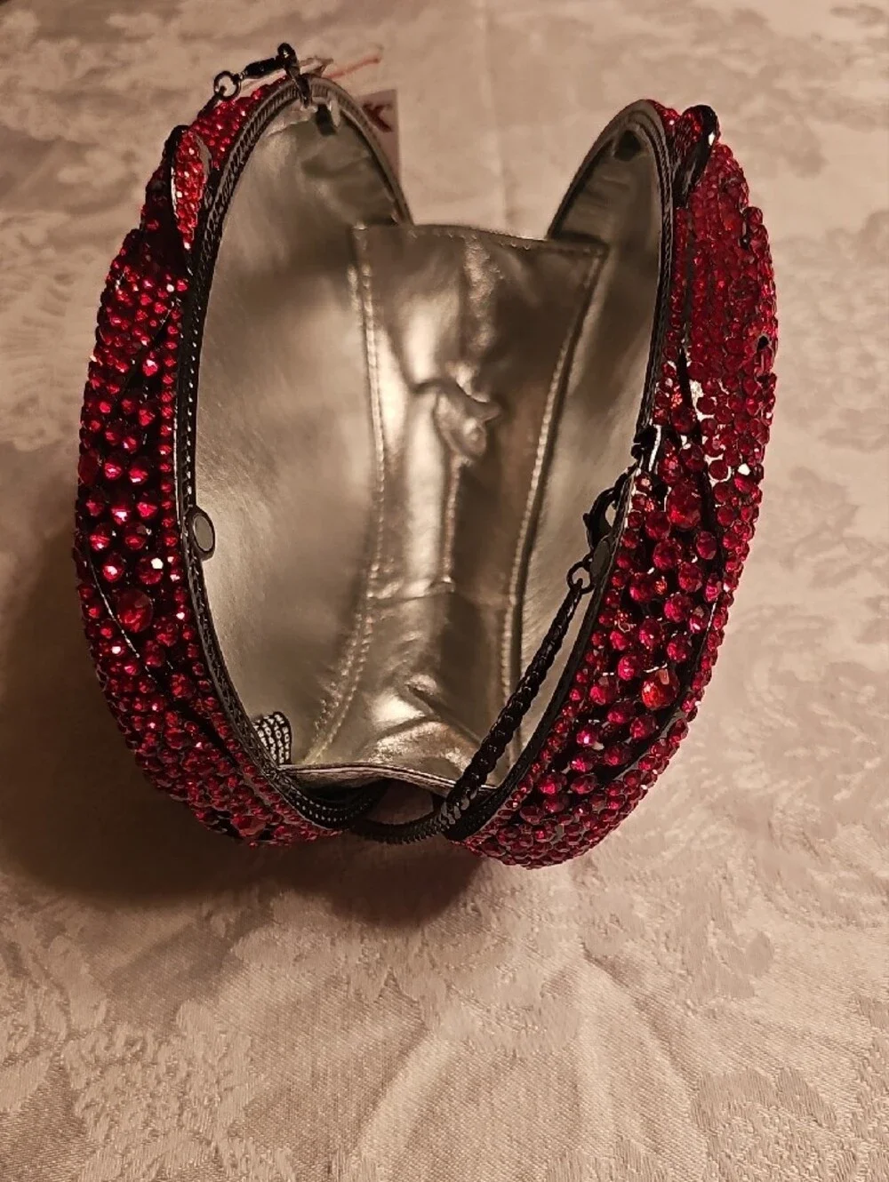 Red Crystal Embellished Oval Clutch - NWT Women Accessories